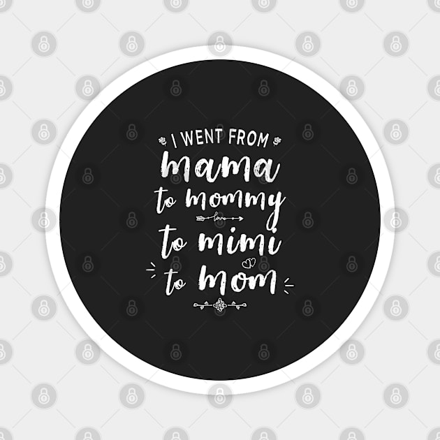 I went from Mama to Mommy to Mimi to Mom Mother's Day Cute Magnet by kaza191